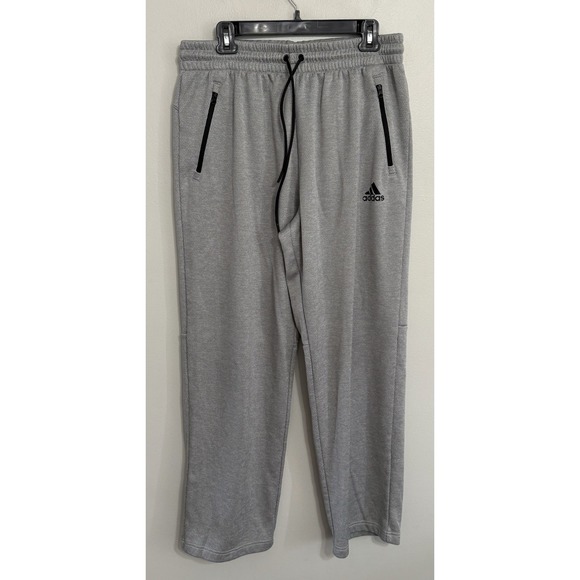 Adidas Men's XL Gray Straight Leg Fleece Baggy Zip Pockets Sweatpants - Picture 2 of 8
